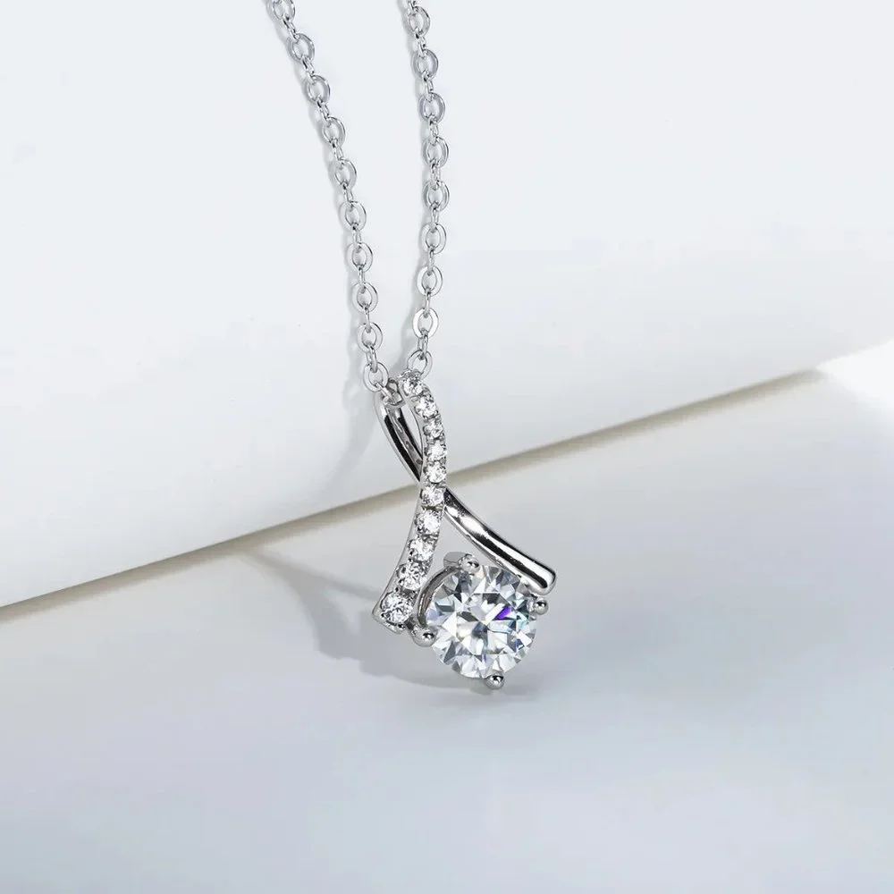 Certified 1ct. t.w. Moissanite Diamond Water Drop Pendant Necklace NEW